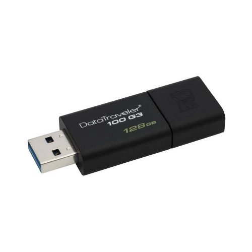 MEMORIA USB KINGSTON 128GB ALTA VELOCIDAD DATATRAVELER 100 G3 NEGRO LECTURA 130MBs, USB 3.0