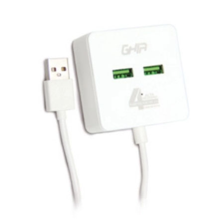 Ghia Hub USB 2.0 Macho - 4x USB 2.0 Hembra, 480 Mbits, 1 Metro, Blanco