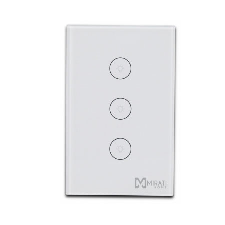 Mirati Interruptor de Luz Inteligente M3SI1, 3 Botones, WiFi, Blanco