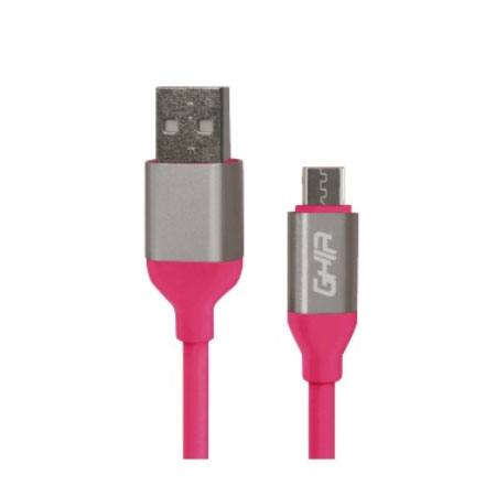 Ghia Cable USB A Macho - Micro-USB A Macho, 1 Metro, Rosa