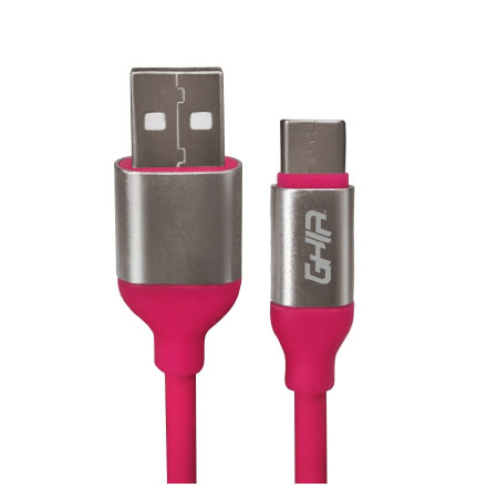 Ghia Cable USB-A Macho - USB-C Macho, 1 Metro, Rosa
