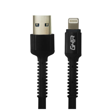 Ghia Cable de Carga USB A Macho - Lightning Macho, 1 Metro, Negro, para iPhoneiPad
