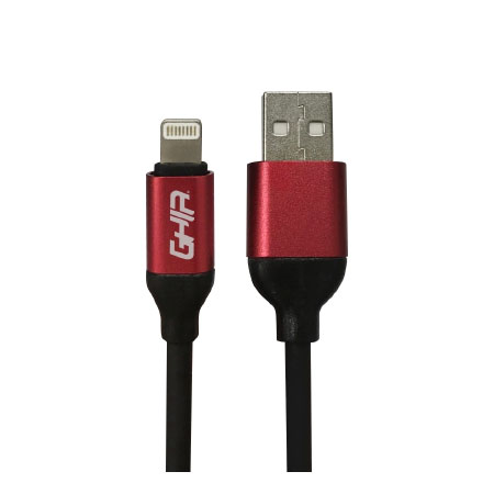 Ghia Cable de Carga USB A Macho - Lightning Macho, 1 Metro, NegroRojo, para iPhoneiPad
