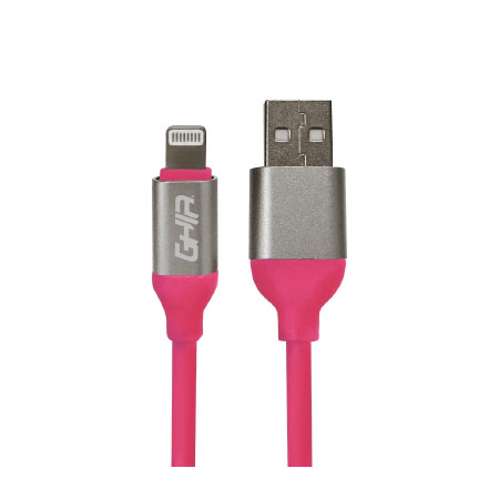 Ghia Cable de Carga USB A Macho - Lightning Macho, 1 Metro, Rosa, para iPhoneiPad