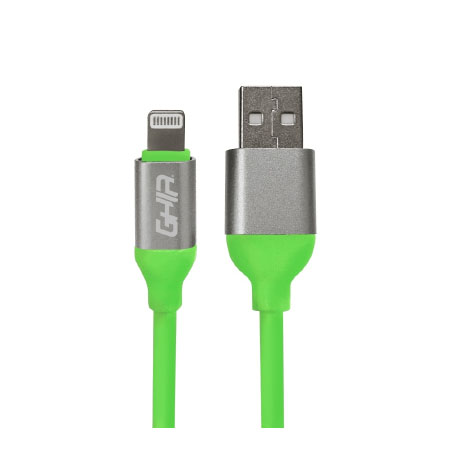 Ghia Cable de Carga USB A Macho - Lightning Macho, 1 Metro, Verde, para iPhoneiPad