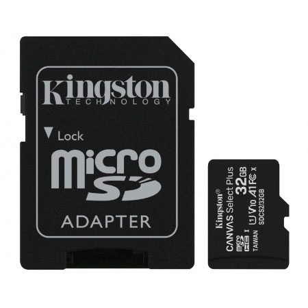 Memoria Flash Kingston Canvas Select Plus, 32GB MicroSDHC UHS-I Clase 10, con Adaptador