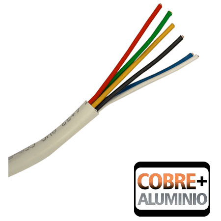 Bobina de Cable para Alarma de 6 Conductores/ CCA/ 305 Metros/ Uso Interior/ Material Retardante a la Flama/ Color Blanco/ Recomendado para Alarmas, Control de Acceso, Videoporteros y Audio/