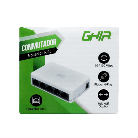 SWITCH GHIA FAST ETHERNET GNW-S1, 5 PUERTOS 10100MBPS - NO ADMINISTRABLE