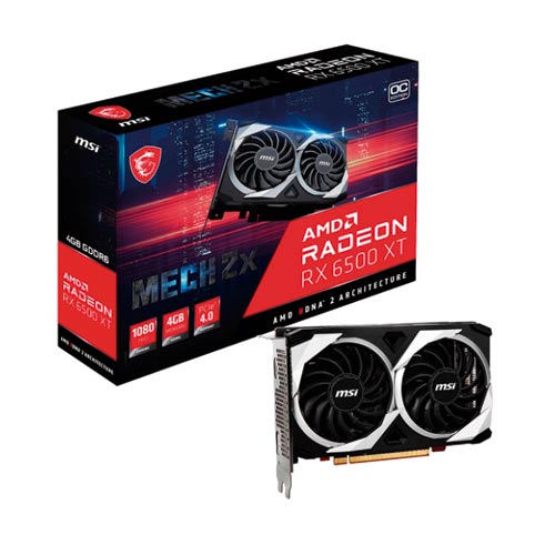 MSI AMD RADEON RX 6500 XT MECH 2X 4G OC, 4GB 64-BIT GDDR6, PCI EXPRESS 4.0 X4