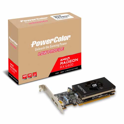 TARJETA DE VIDEO POWERCOLOR AMD RADEON RX 6400 LOW PROFILE, 4GB 64-BIT GDDR6, PCI EXPRESS 4.0