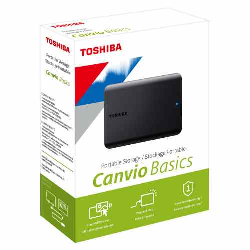 DISCO DURO EXTERNO TOSHIBA CANVIO BASICS 2.5", 4TB, USB 3.0, NEGRO - PARA MAC/PC, HDTB540XK3CA