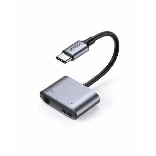 ADAPTADOR UGREEN USB-C MACHO - USB-C/3.5MM HEMBRA, GRIS, 60164