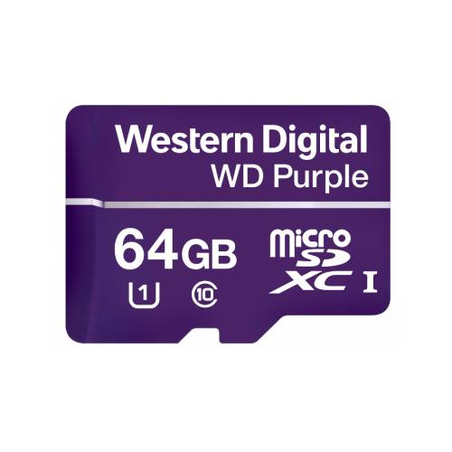 MEMORIA FLASH WESTERN DIGITAL WD PURPLE, 64GB MICROSDXC, CLASE 10, WDD064G1P0A