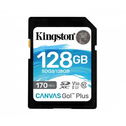 MEMORIA SD FLASH KINGSTON CANVAS GO! PLUS, 128GB SDXC UHS-I CLASE 10, SDG3/128GB