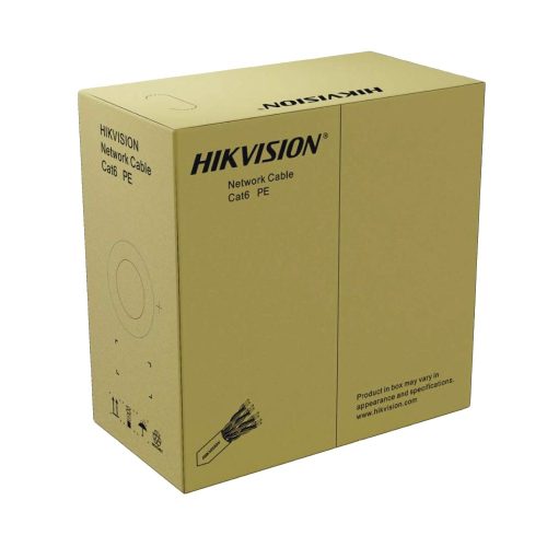 BOBINA DE CABLE HIKVISION UTP 305 MTS, CAT 6 (24 AWG), COLOR NEGRO, USO EN EXTERIOR, 100% COBRE, APLICACIONES DE CCTV Y REDES DE DATOS