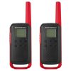 MOTOROLA SOLUTIONS, PORTABLE FRS, T210, TALKABOUT, RADIOS BIDIRECCIONALES, RECARGABLES, 22 CANALES, 20 MILLAS, NEGRO CON ROJO, PAQUETE DE 2