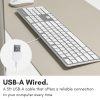 MACALLY TECLADO USB, TECLADO CON CABLE - ALUMINIO, ALUMINIO PLATEADO