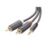 CABLE UGREEN ADAPTADOR DE AUDIO 3.5MM A 2 RCA MACHO, 3 METROS, BLINDAJE MÚLTIPLE, ALTA CALIDAD Y DISEÑO RESISTENTE EN ABS, 10512