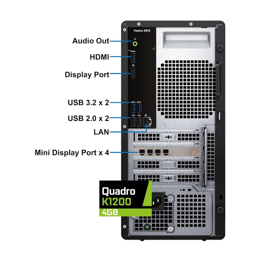 COMPUTADORA DE ESCRITORIO DELL VOSTRO 3910 TORRE DE VENTA EN TIJUANA, INTEL CORE I7-12700K, 64GB RAM DDR4, SSD NVME 2TB, GRÁFICOS NVIDIA QUADRO K1200 4GB,