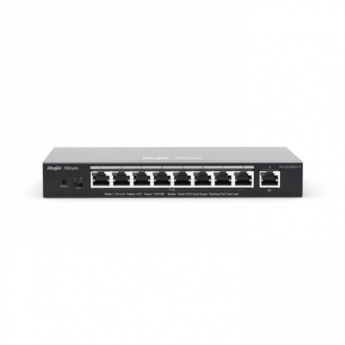 SWITCH RUIJIE GIGABIT ETHERNET RG-ES209GC-P, 9 PUERTOS (8X POE) 10 100 1000MBPS, 120W, 18 GBIT S, 4000 ENTRADAS - ADMINISTRABLE, RG-ES209GC-P