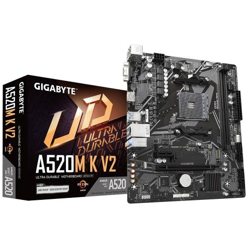 TARJETA MADRE GIGABYTE MICRO-ATX A520M K V2, S-AM4, AMD A520, HDMI, 64GB DDR4 PARA AMD, A520M K V2