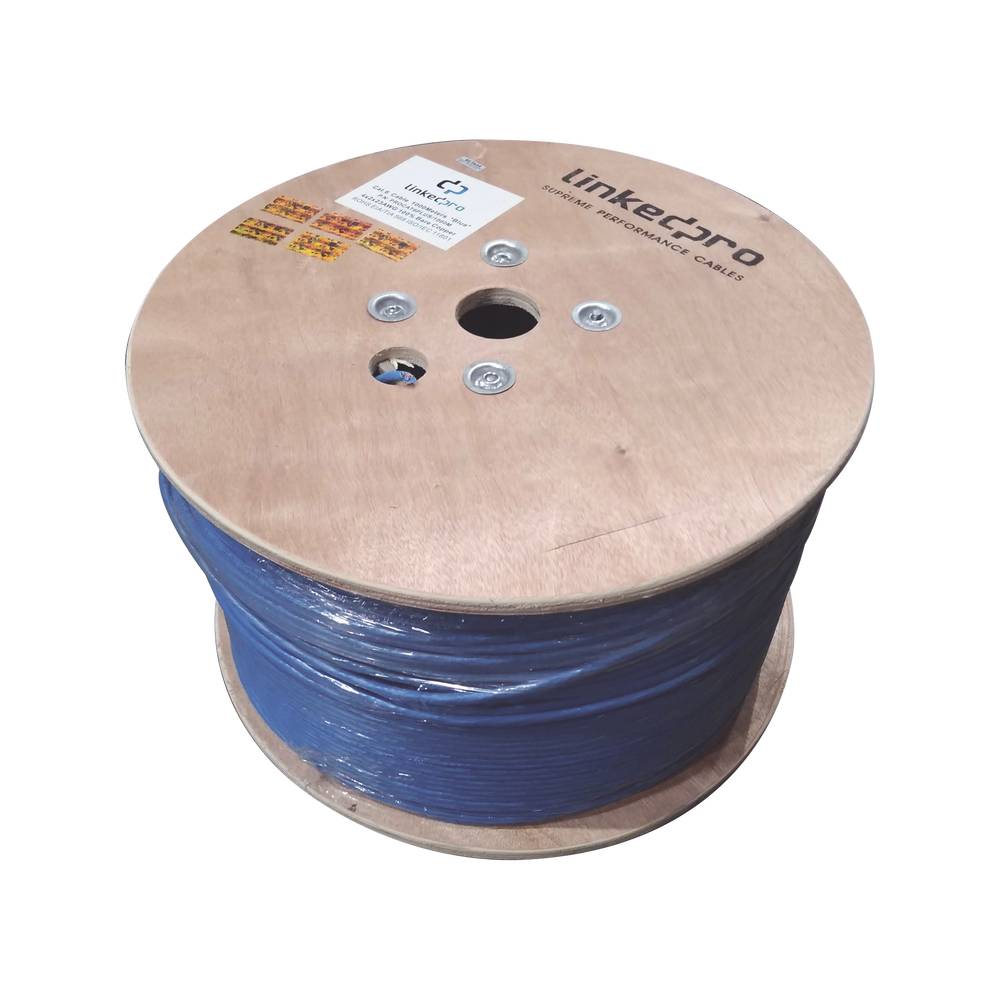 BOBINA LINKEDPRO BY EPCOM DE 1000 METROS CABLE CAT6+ CALIBRE 23 ALTO DESEMPEÑO, ETL,UL, COLOR AZUL, SUPER FLEXIBLE, DE 1000 METROS, PARA APLICACIONES DE CCTV, VIDEO HD, Y REDES DE DATOS, PRO-CAT-6-PLUS/1000M