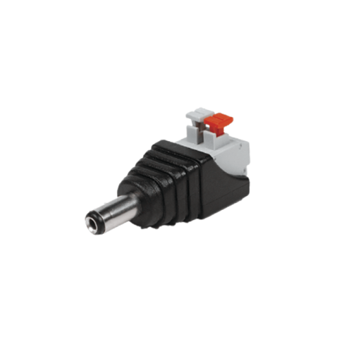 ADAPTADOR TIPO JACK DE 3.5 MM MACHO POLARIZADO DE 12 VCC CON TERMINALES DE PRESIÓN – MODELO JR52X