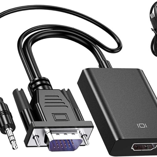ADAPTADOR VGA A HDMI 1080P FULL HD CON AUDIO, CABLE CONVERTIDOR VGA A HDMI