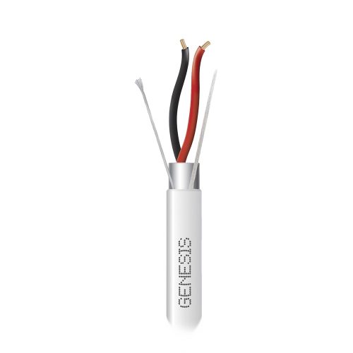 BOBINA DE 305 M DE CABLE GENESIS 2 X 22 AWG BLINDADO, RISER, COLOR BLANCO, PARA APLICACIONES DE AUDIO, SEGURIDAD Y CONTROL, 2202-1101