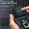 FUNDA PARA SAMSUNG GALAXY A55 5G CON CRISTAL VIDRIO TEMPLADO (2 UNIDADES), CARCASA USO RUDO, CÁMARA DESLIZANTE, ANILLO SOPORTE, SILICONA TPU, CASE ARMOR BUMPER, NEGRO - Image 2