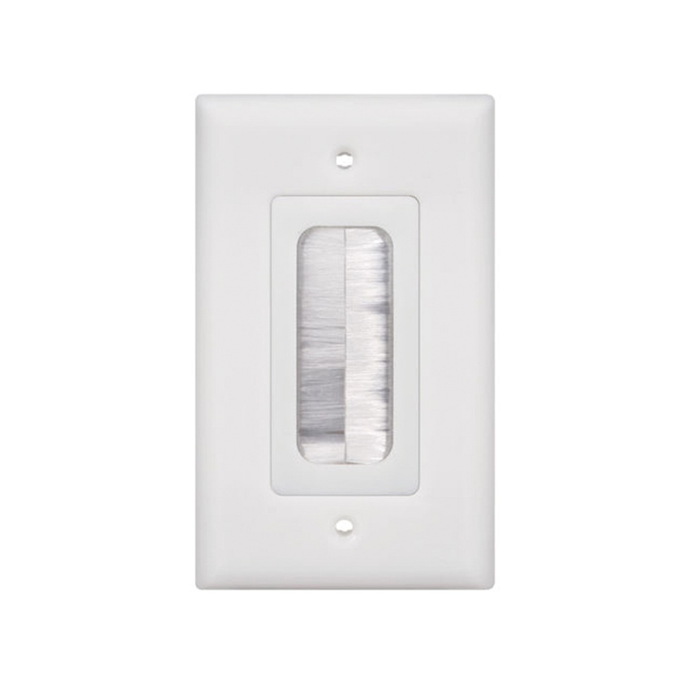 PLACA DE PARED PASA CABLE LINKEDPRO BY EPCOM, TIPO CEPILLO, DE 1 PUERTO, CON CERDAS ANTIPOLVO, COLOR BLANCO, LP-FP-BRUSH