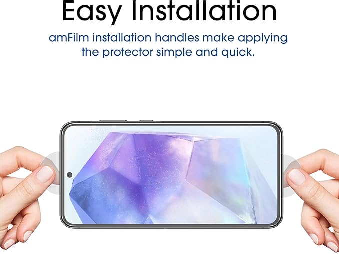 PROTECTOR DE PANTALLA AMFILM PARA SAMSUNG GALAXY A55/A35 5G, MICA DE VIDRIO TEMPLADO 9H ANTI-RASGUÑOS, SIN BURBUJAS, 3 PIEZAS - Image 2