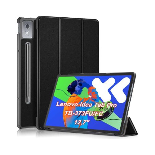 FUNDA PARA LENOVO IDEA TAB PRO TB-373FU/FC 12,7 PULGADAS 2025 CARCASA CUERO PROTECTORA PC+PU SMART COVER (NEGRO)