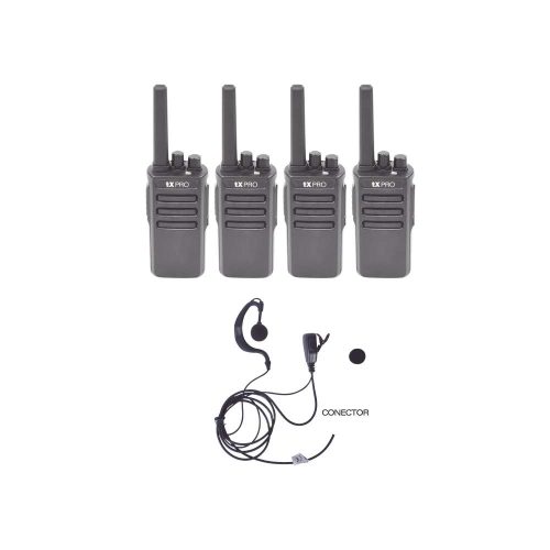 KIT DE 4 RADIOS TXPRO TX600 CON 4 TXEHK, 16 CANALES, NEGRO, TX600DUOKIT