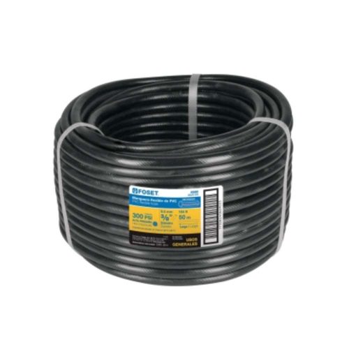 MANGUERA FLEXIBLE DE PVC FOSET, 300PSI, 3/8", 50 METROS, NEGRO, 40080