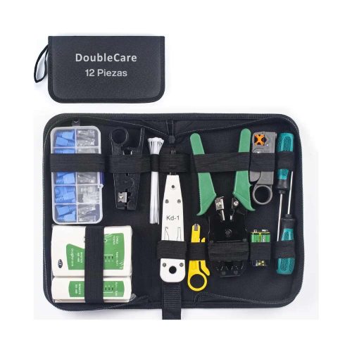 KIT DE HERRAMIENTAS PARA REDES RJ45, 12PZ PROBADOR DE CABLE 1
