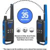 MOTOROLA SOLUTIONS, PORTABLE FRS, T802, TALKABOUT, RADIOS BIDIRECCIONALES, PREPARACIÓN PARA EMERGENCIAS, RECARGABLE, 22 CANALES, 35 MILLAS, NEGRO CON AZUL, PAQUETE DE 2, T802