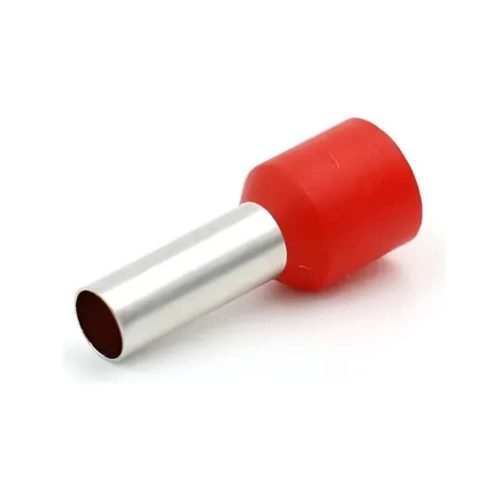 TERMINAL ELÉCTRICA TIPO FERRUL, PUNTA O TUBULAR PARA CALIBRE 2 AWG O 35MM2 DE DIÁMETRO, COLOR ROJO, 50PZS