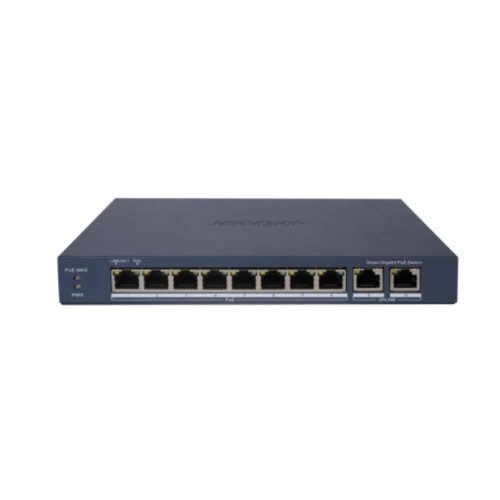 SWITCH HIKVISION DS-3E1510P-EI, 2 PUERTOS GIGABIT ETHERNET 10/100/1000 8 X POE+ 110W, 20 GBIT/S, 4000 ENTRADAS, ADMINISTRADO, DS-3E1510P-EI