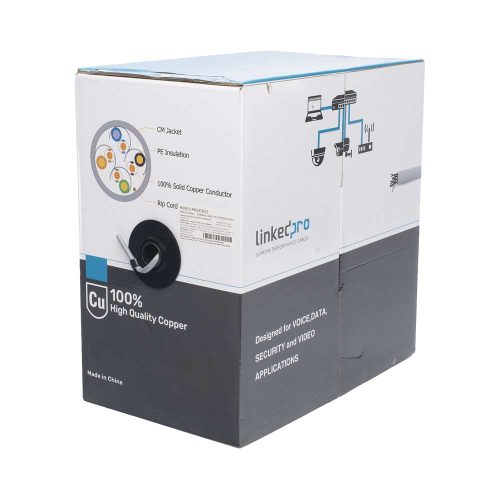 BOBINA DE CABLE LINKEDPRO BY EPCOM DE 305 M, ( 1000 FT ), CAT5E, ALTO DESEMPEÑO, DE COLOR GRIS, UL, PARA APLICACIONES EN VIDEO VIGILANCIA, REDES DE DATOS. USO INTERIOR, PRO-CAT-5E-V2