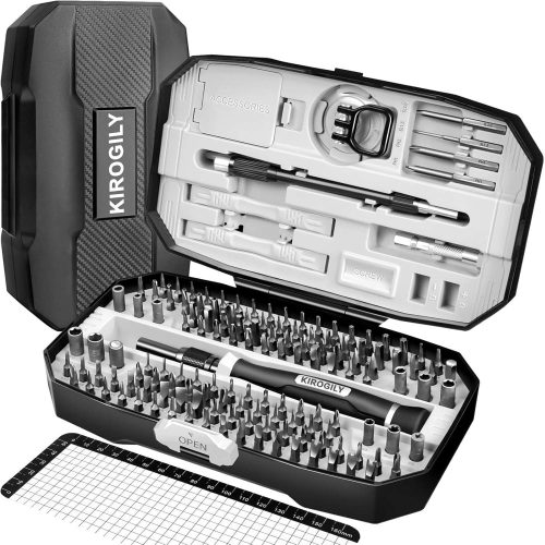 JUEGO DE DESARMADORES KIROGILY, KIT DE DESARMADORES PARA PC 154 EN 1, KIT DE PRECISIÓN, HERRAMIENTAS PARA COMPUTADORA, LAPTOP, MACBOOK, CELULARES, IPHONE, PS4, PS5 NINTENDO, XBOX, ETC.