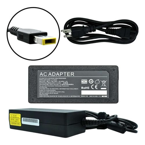 CARGADOR COMPATIBLE CON LAPTOP LENOVO 65W 20V 3.25A, USB PUNTA CUADRADA