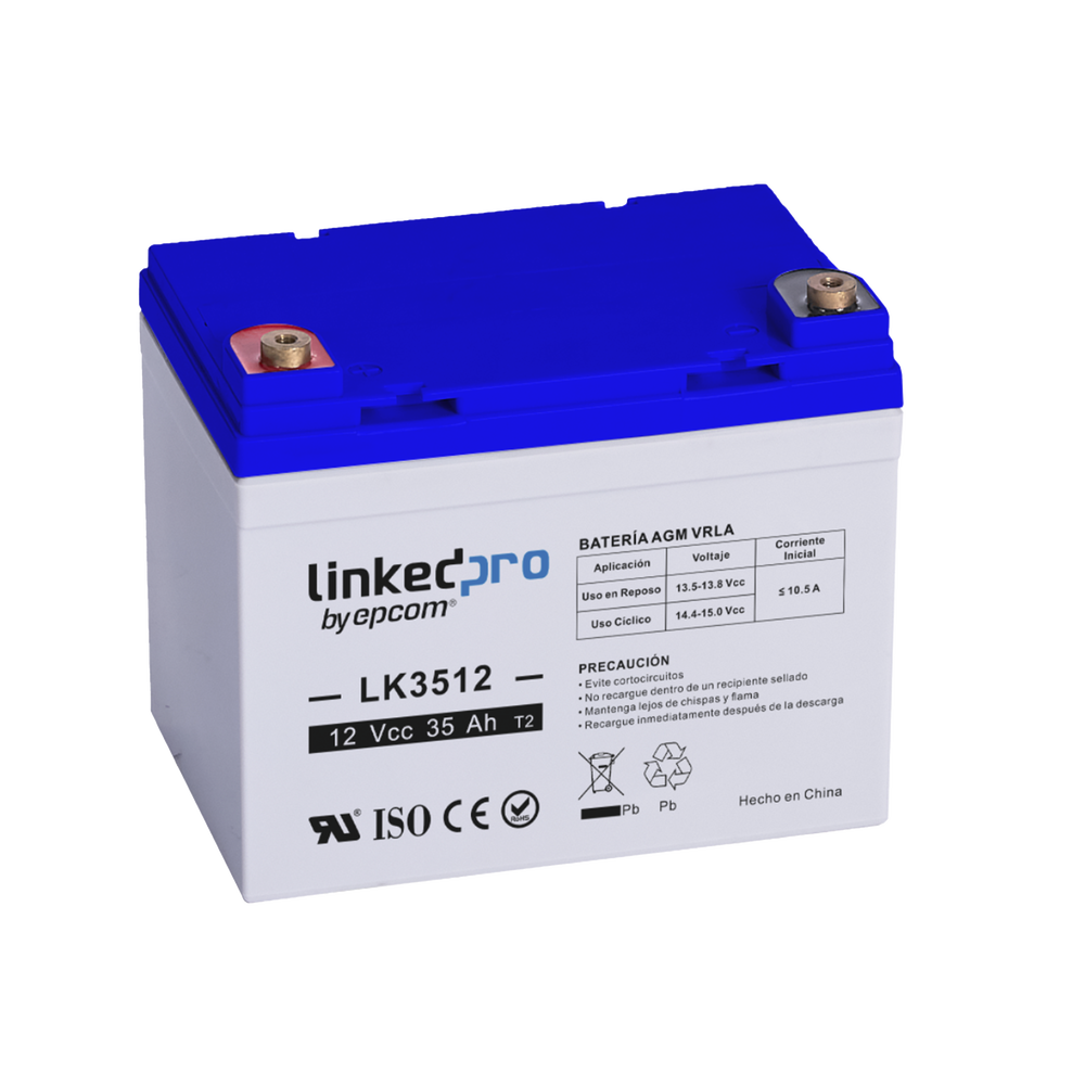 BATERÍA LINKEDPRO PARA ALARMA LK3512, 12V, 35A, 35AH, SALIDA 12V, LK3512