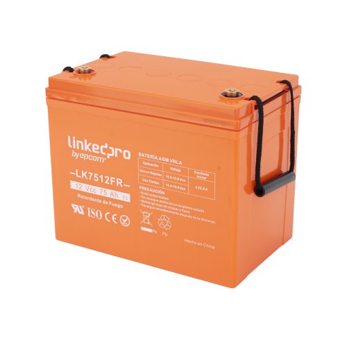 BATERÍA LINKEDPRO BY EPCOM 12 V, 75 AH, UL, TECNOLOGÍA AGM-VRLA, VIDA ÚTIL PROMEDIO DE 5 AÑOS, RETARDO A LA FLAMA, PARA USO EN EQUIPO ELECTRÓNICO, ALARMAS DE INTRUSIÓN, INCENDIO, CONTROL DE ACCESO, VIDEO VIGILANCIA, TERMINA, LK7512FR
