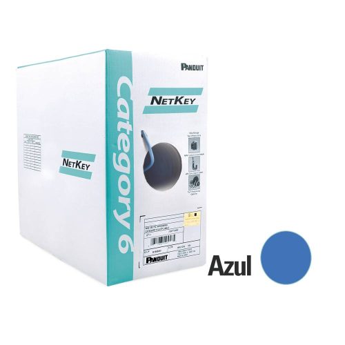 BOBINA DE CABLE UTP PANDUIT 305 M. DE COBRE, NETKEY, REELEX, AZUL, CATEGORÍA 6 (24 AWG), 1000MBPS, PVC (CM), DE 4 PARES