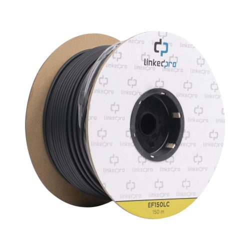 CARRETE DE FIBRA ÓPTICA LINKEDPRO BY EPCOMMONOMODO CON CONECTORES LC-LC DUPLEX, REFORZADA CON KEVLAR, DE 150 METROS, PARA INSTALACIONES SUBTERRÁNEAS POR TUBERÍA, EF-150-LC