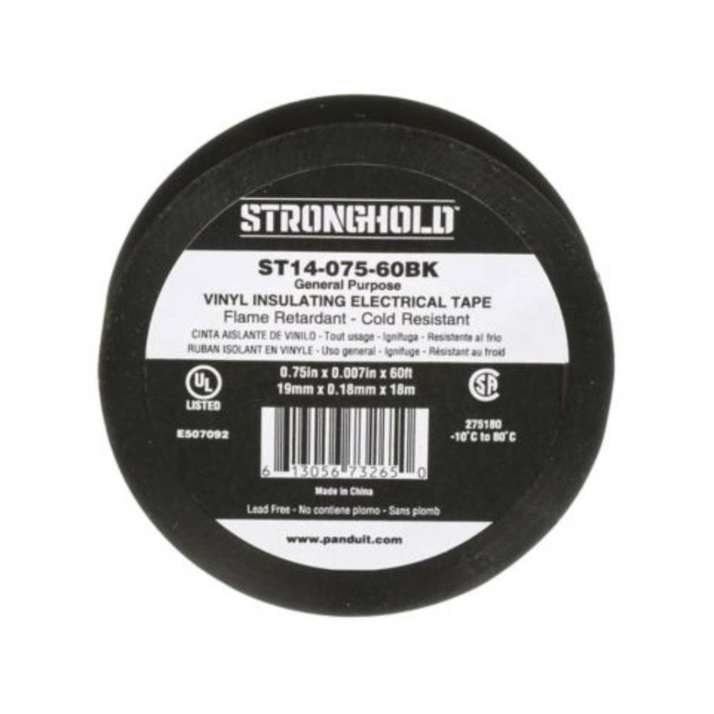 CINTA ADHESIVA AISLANTE PANDUIT, 1 ROLLO DE 18MM X 18.2M, NEGRO, ST14-075-60BK