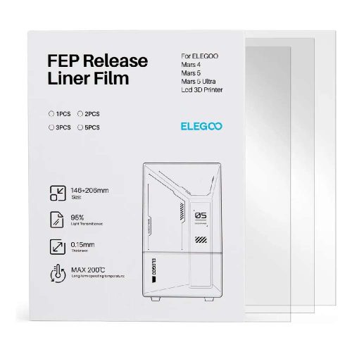 ELEGOO PELÍCULA FEP PARA MARS 4 MARS 5 MARS 5 ULTRA, 5 PCS, ML-EL-3D-215