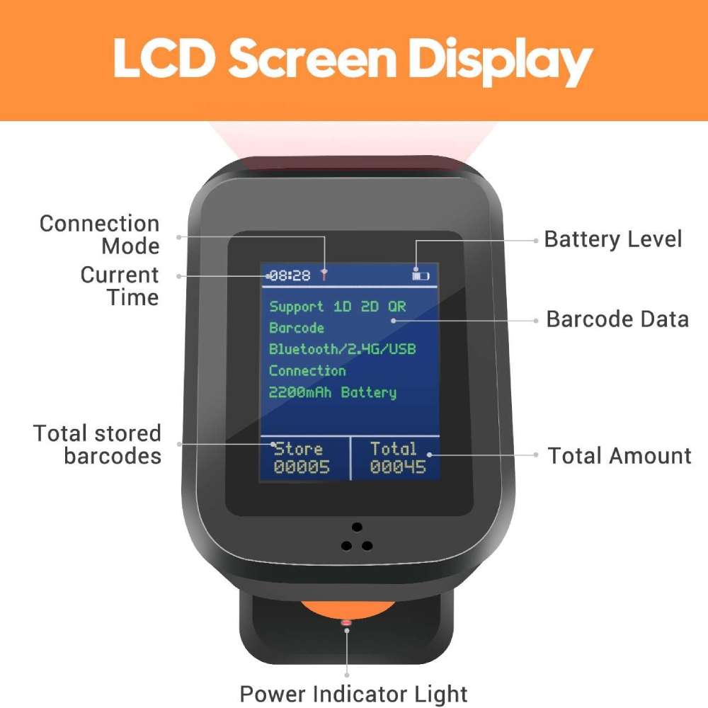 ESCÁNER DE CÓDIGO DE BARRAS SYMCODE 2D, QR, BLUETOOTH Y CONEXIÓN INALÁMBRICA DE 2,4 GHZ Y CON CABLE CON VISUALIZACIÓN LCD TFT A COLOR DE 1,8 - Image 2