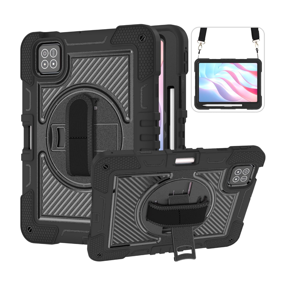 FUNDA RESISTENTE PARA XIAOMI PAD 7/7 PRO 11.2", SOPORTE LÁPIZ S PEN Y CORREA DE MANO (NEGRO)
